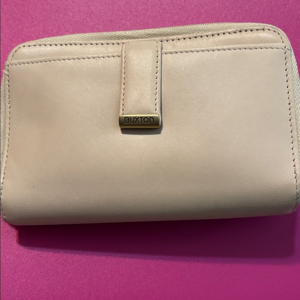 Buxton Beige Wallet with Gold Accent